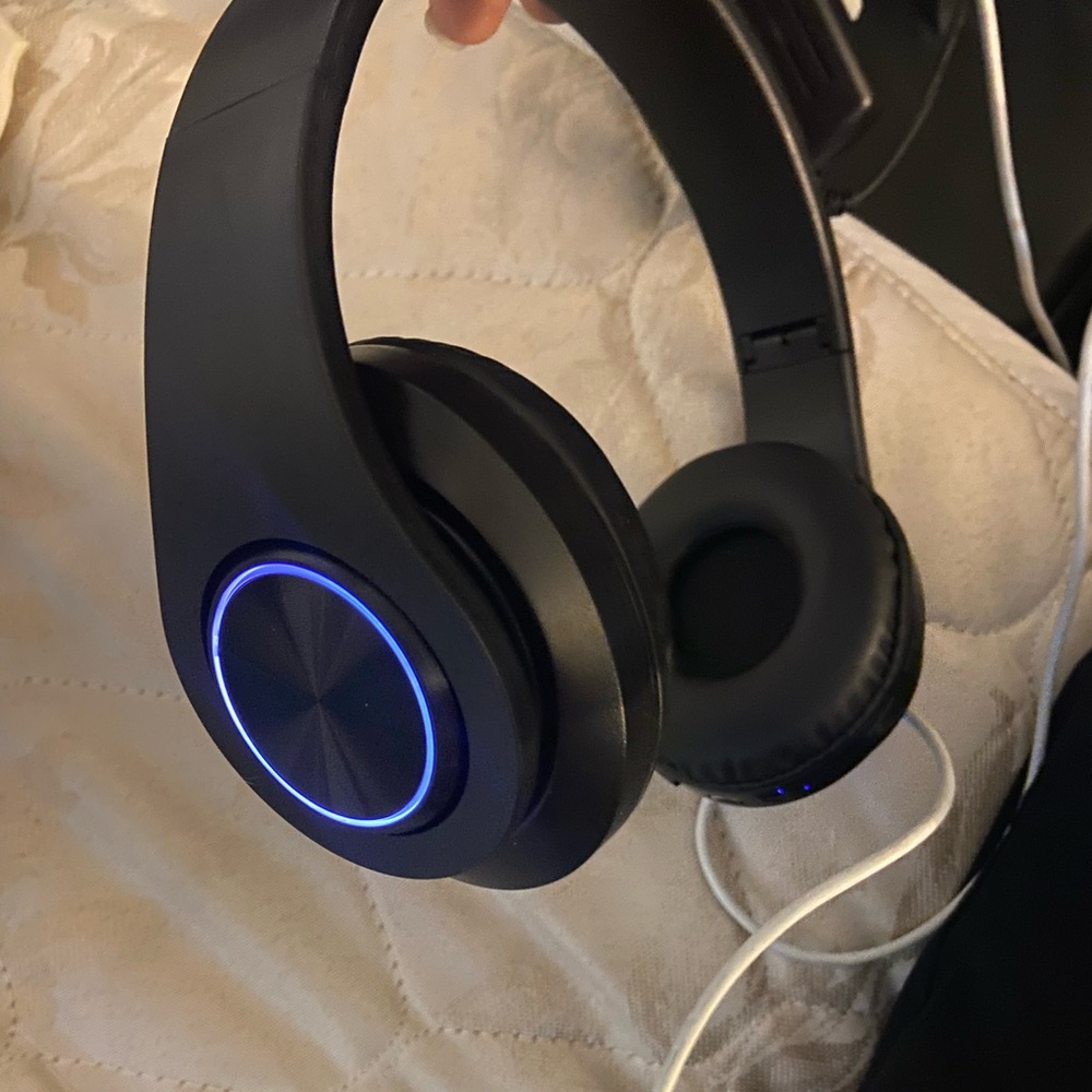 Black Over-Ear Headphones with Blue Accent